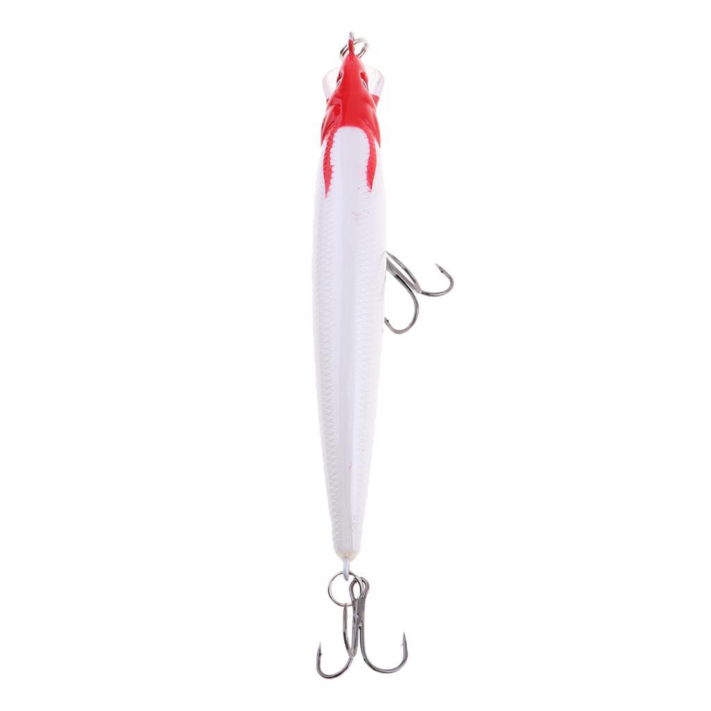 Premium Minnow Fishing Bait Hard Artificial Lure Crankbait Rigs with 2 Sharpe Anti-rust Treble Hooks