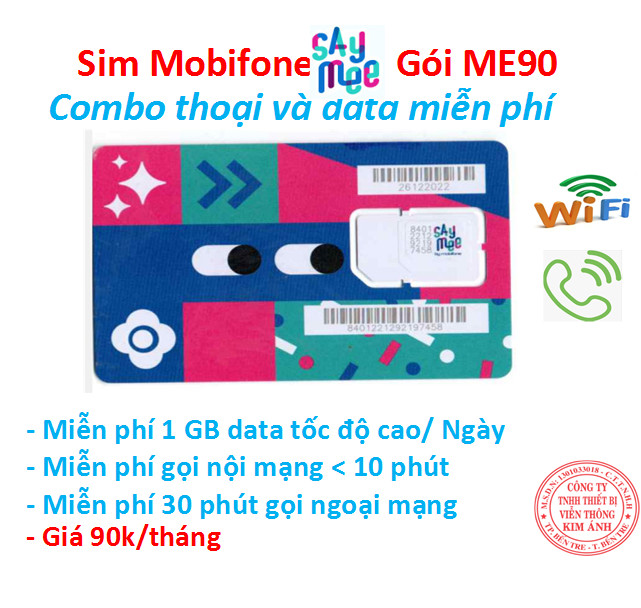 Sim Mobifone Saymee Gói Me90 Miễn phí gọi + 1 GB data mỗi ngày, Hàng chính hãng