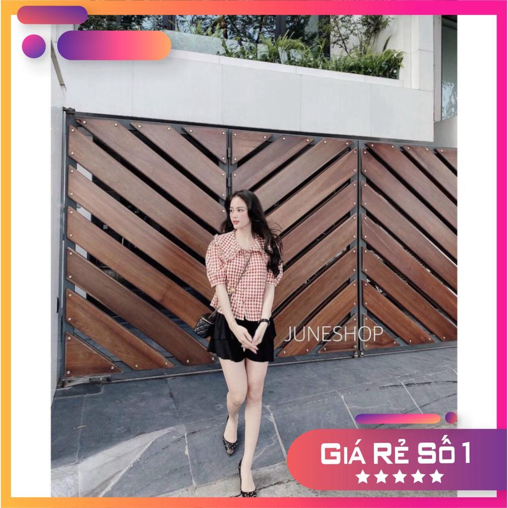 ÁO SƠ MI KẺ ĐỎ CỔ BÈO TAY LỠ SIÊU HOT SM43 kèm video+ảnh thật huongmitxu