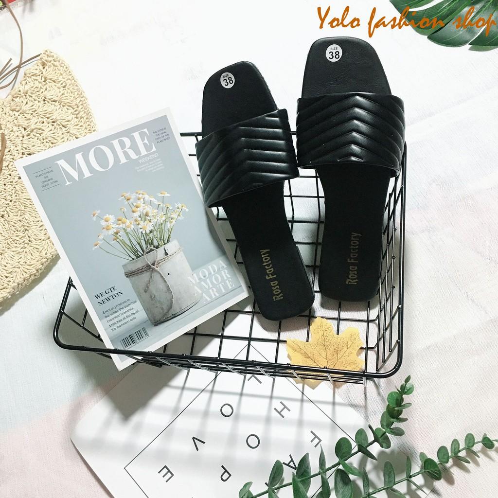 Hình thật-DL26-Dép lê nữ quai ngang chữ V da mềm êm chân