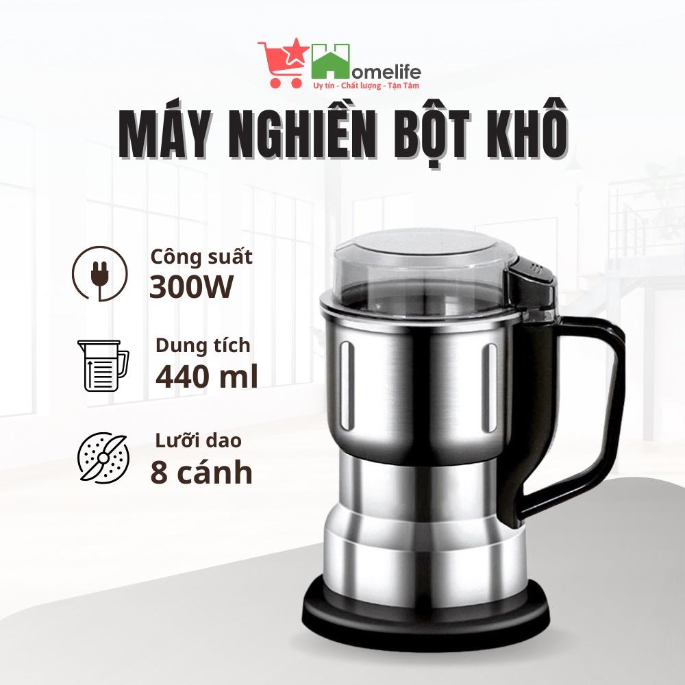 Máy Xay Bột Khô Siêu Mịn Công Suất 300W, 8 Lưỡi Dao Đa Năng - Dụng cụ Nghiền Đồ Khô, Hạt Cà Phê, Ngũ Cốc, Gia Vị