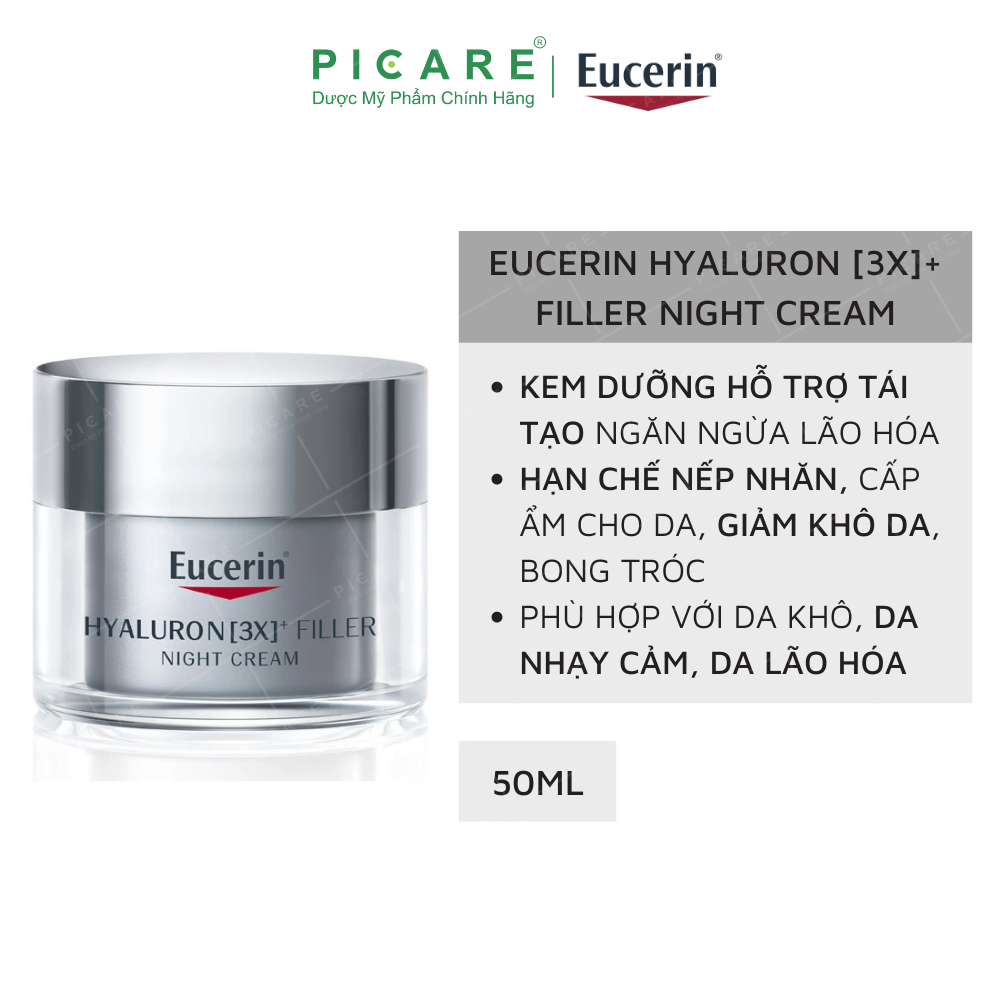 Kem dưỡng đêm giảm nếp nhăn Eucerin Hyaluron+ Filler Night Cream 50ml