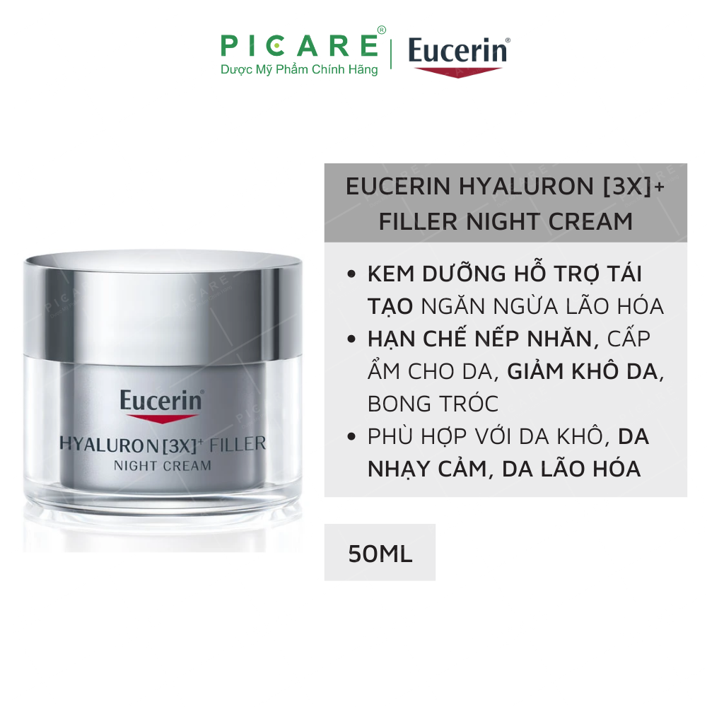 Kem dưỡng đêm giảm nếp nhăn Eucerin Hyaluron[3x]+ Filler Night Cream 50ml