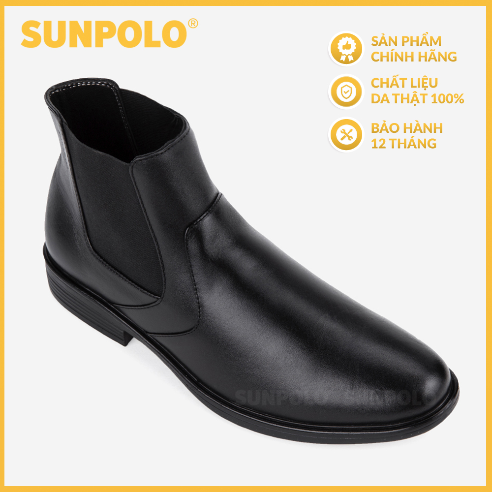 Giày Boots Nam Cổ Cao Da Bò SUNPOLO BOOT01 (Đen)