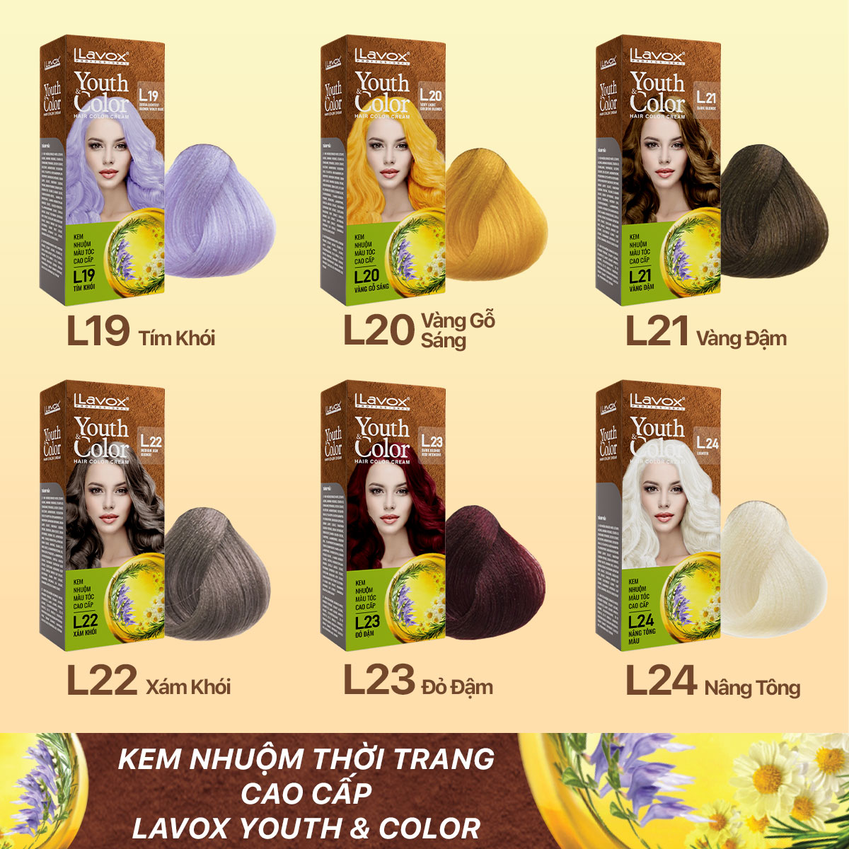 Combo 2 Kem Nhuộm Màu Cao Cấp Youth&amp;Color Lavox lên Màu Đẹp, Dễ Nhuộm Tại Nhà