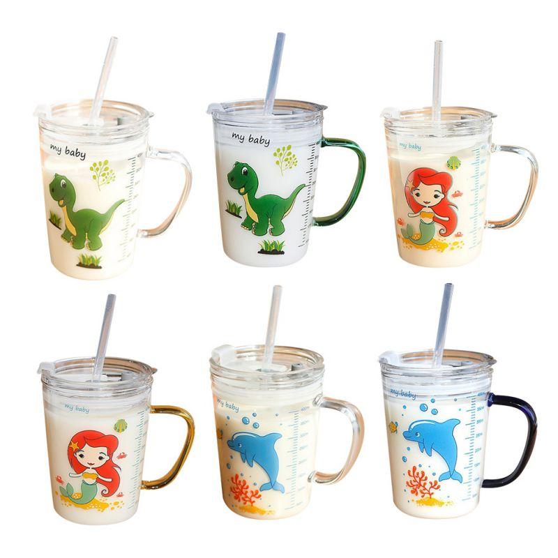 Quy Mô Cốc Uống Sữa Trẻ Em Bình Bú Có Ống Hút Rò Rỉ Chống Bền Cốc Hoạt Hình Cốc Nước Bình Với tay Cầm