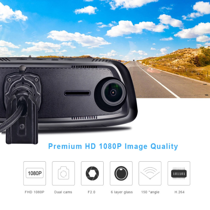 Camera hành trình 5 trong 1 nhãn hiệu Phisung E09-3 tích hợp 3 camera màn hình cảm ứng 8 inch