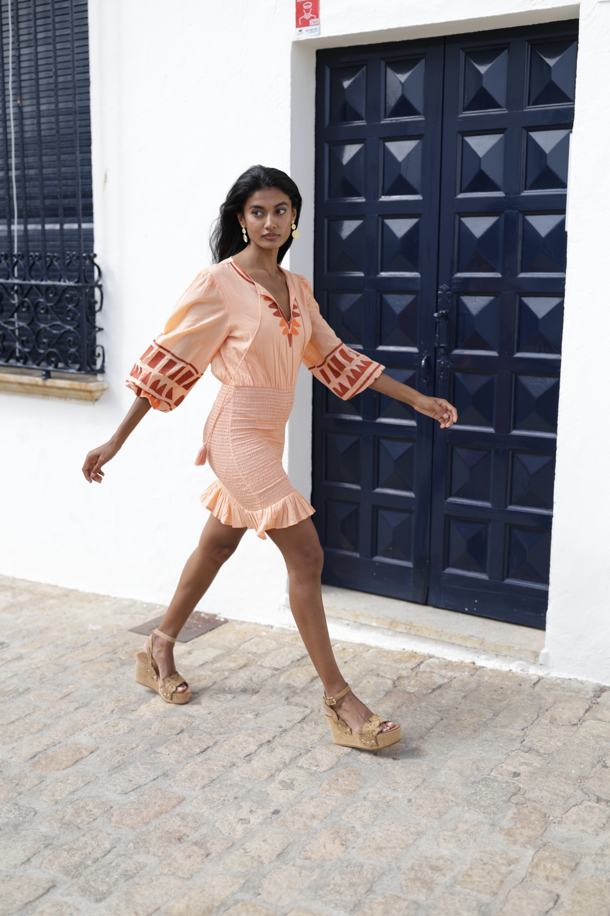 Đầm Boho Thêu Cotton Cao Cấp Luna Llena