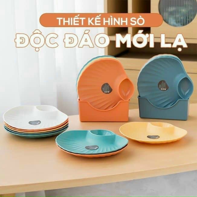 Set 4 Đĩa nhựa đựng thức ăn hình vỏ sò – đĩa nhựa vỏ sò độc lạ