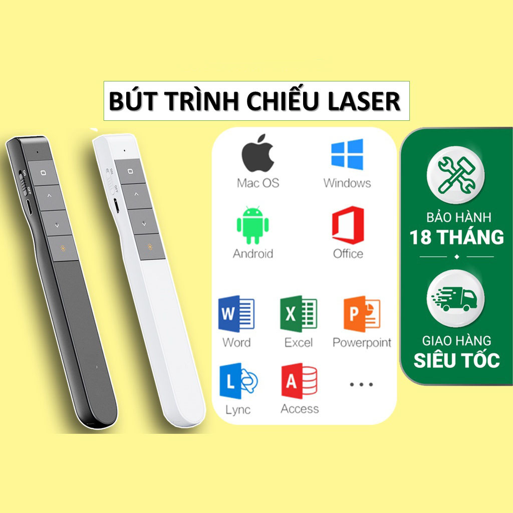 Bút laser trình chiếu Slide, có Lazer, pin sạc lithium, điều khiển từ xa không dây 2.4G