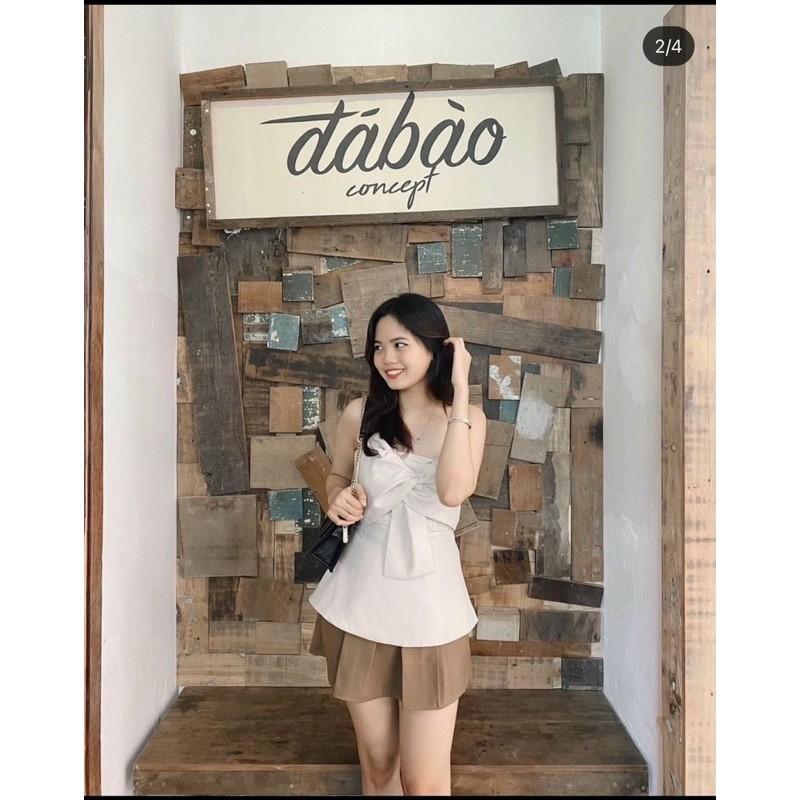 026 - SET ÁO 2 DÂY NƠ KÈM CHÂN VÁY NÂU