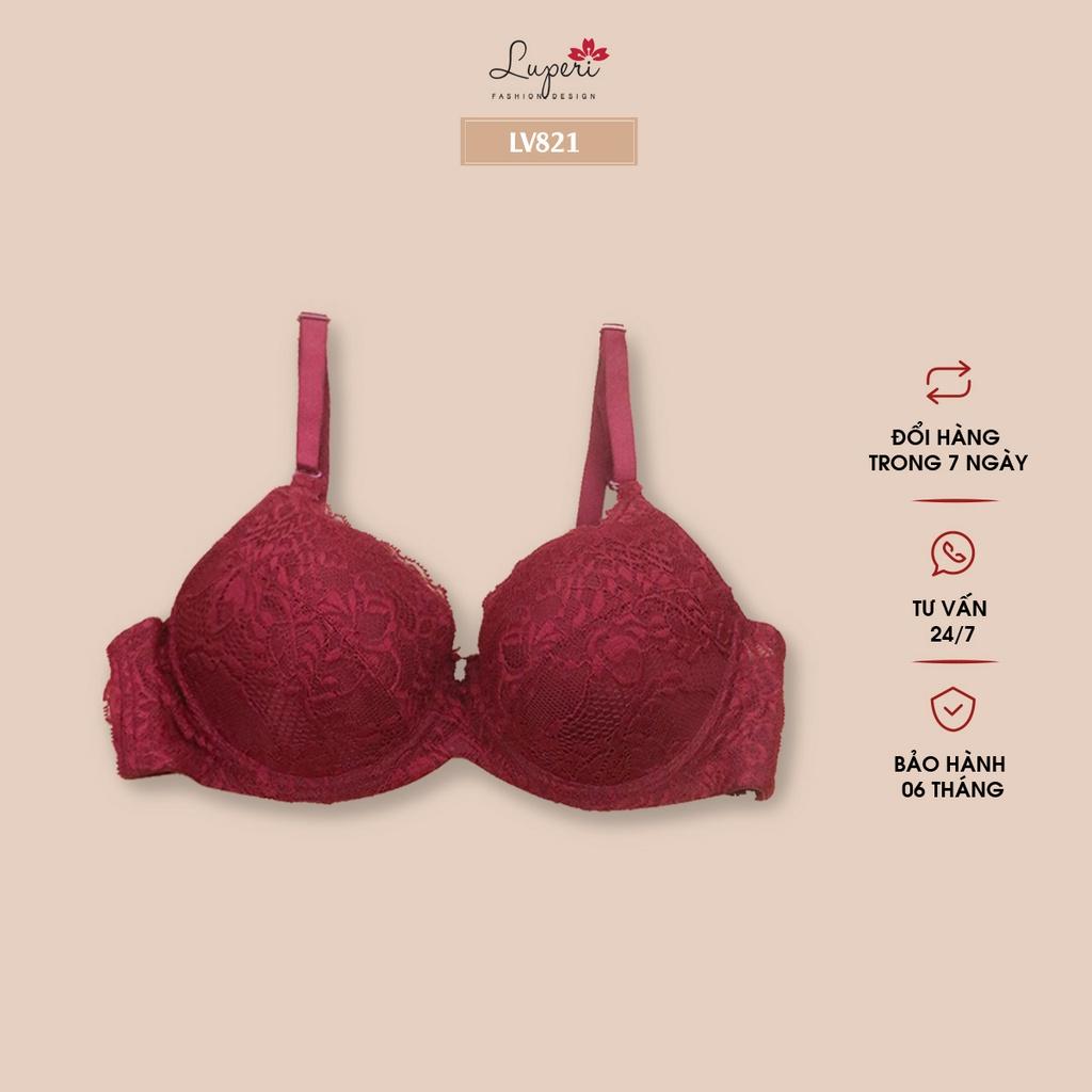 Áo Lót Nâng Ngực Nữ Phối Ren LUPERI LV821 Có Gọng, Mềm Mút Mỏng Không Xù, Bản 2 Móc Trẻ Trung, Dây Tháo Rời Tiện Dụng