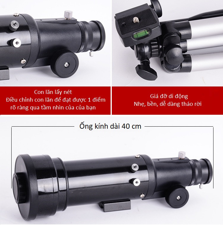 Kính thiên văn cao cấp thiết kế giá đỡ chắc chắn, góc quan sát rộng Cele7040