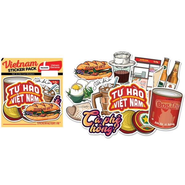 Bộ 12 Hình Dán Vietnam Elements - Die Cut Sticker Pack - Stickerfactory PACK001