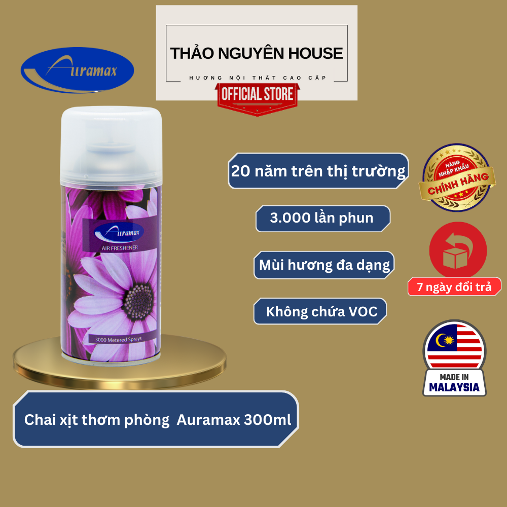 Nước hoa xịt thơm phòng Auramax 300ml hương Lavender (hoa lavender)