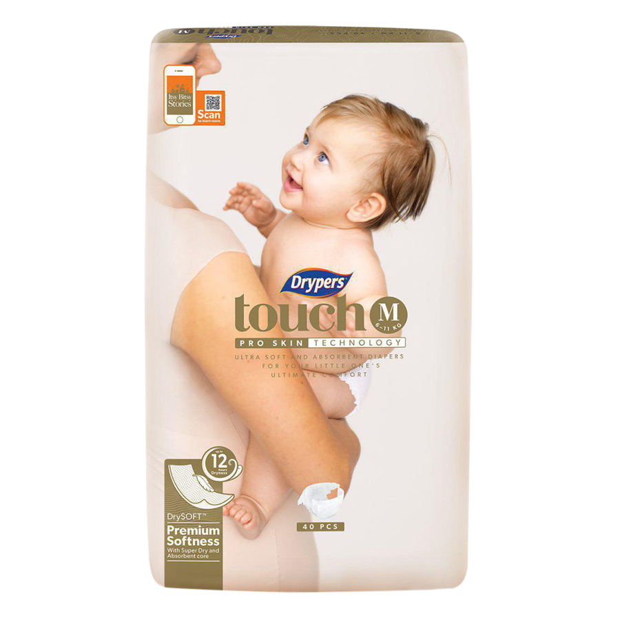 Tã dán trẻ em Drypers Touch M 40 miếng (6 - 11kg)