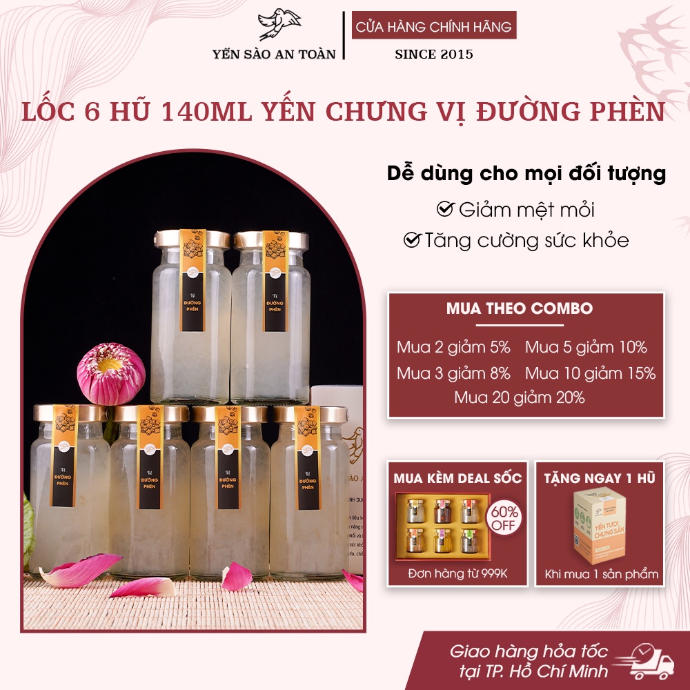 Quà Tặng Tết 2024 Yến chưng đường phèn phục hồi sức khoẻ hũ lớn 140ml đậm đặc từ tổ yến Khánh Hòa Yến Sào An Toàn