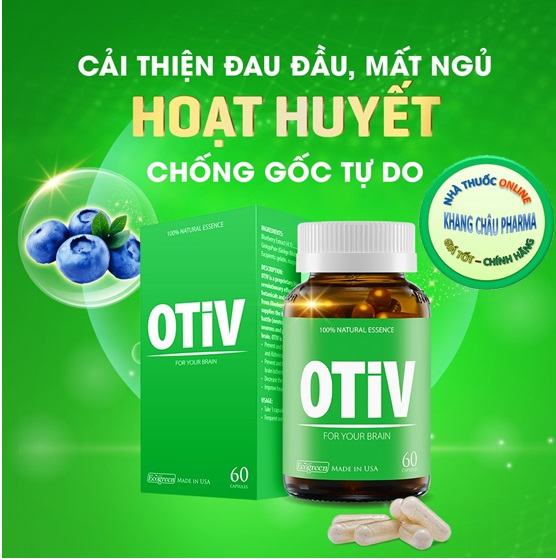 Viên uống bổ não OTIV - Cải thiện mất ngủ, đau đầu, đau nửa đầu và tăng cường trí nhớ