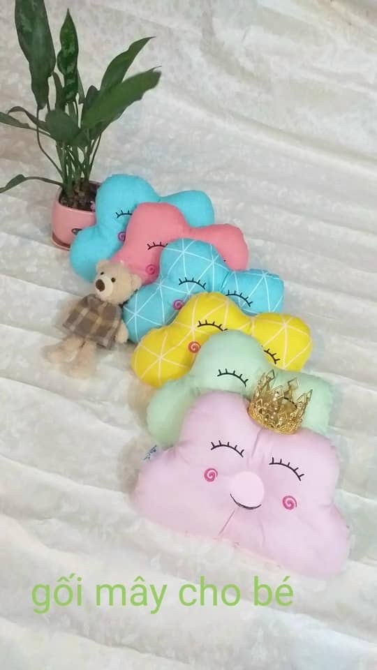 Bộ gối kèm chặn bông cho bé hình mây siêu dễ thương
