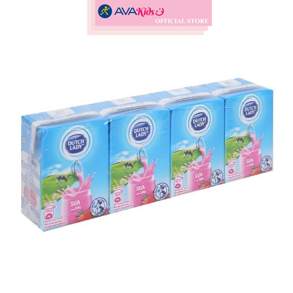 Thùng 48 hộp sữa tiệt trùng Dutch Lady có đường hương dâu 110 ml (từ 1 tuổi)