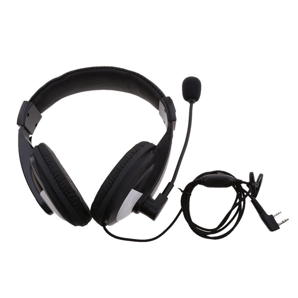 2 Pin Overhead Earpiece Headset with Mic PPT for 2 Way Radio Walkie Talkie