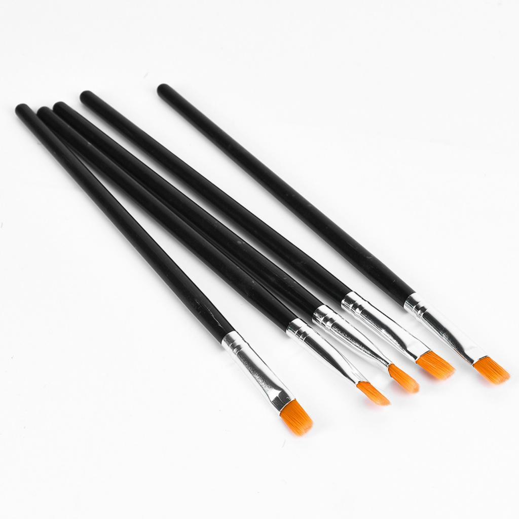 Paint Brushes Set, 5Pcs Flat Tip Paintbrushes Nylon Hair Artist Acrylic Paint Brushes for Acrylic Oil Watercolor, Face Nail Art, Miniature Detailing