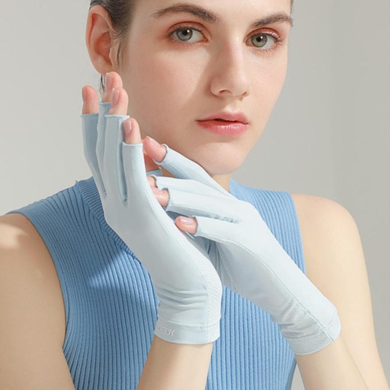 Chống UV Gel Shield Găng tay không ngón tay làm móng tay Đèn LED Đèn Nails Bảo vệ máy sấy Găng tay Cưỡi xe chống nắng Găng tay Color: Purple