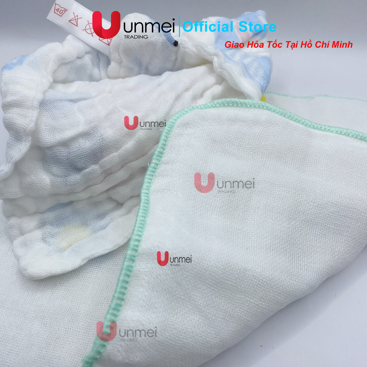 Set 10 Khăn Xô, Khăn Sữa UNMEI Dày 6 Lớp 100% Cotton An Toàn, Thấm Hút Tốt, Tiện Lợi Cho Trẻ Từ Sơ Sinh (5 Khăn Xô Trắng KT25x25cm, 5 Khăn Xô Nhăn Hình 30x30cm)