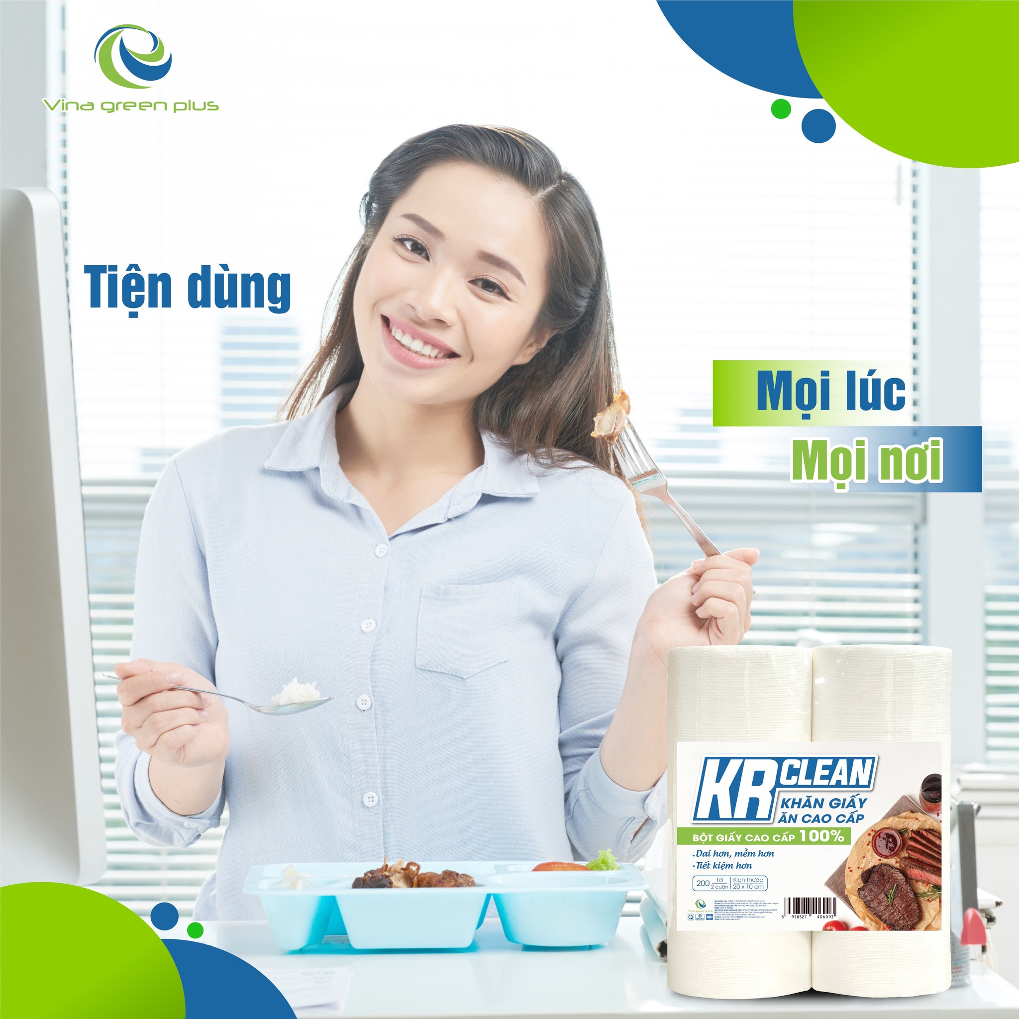 Khăn Giấy Ăn Cao Cấp KRClean 2 cuộn- 100 Tờ/ Cuộn - Siêu Mịn/Siêu Mềm