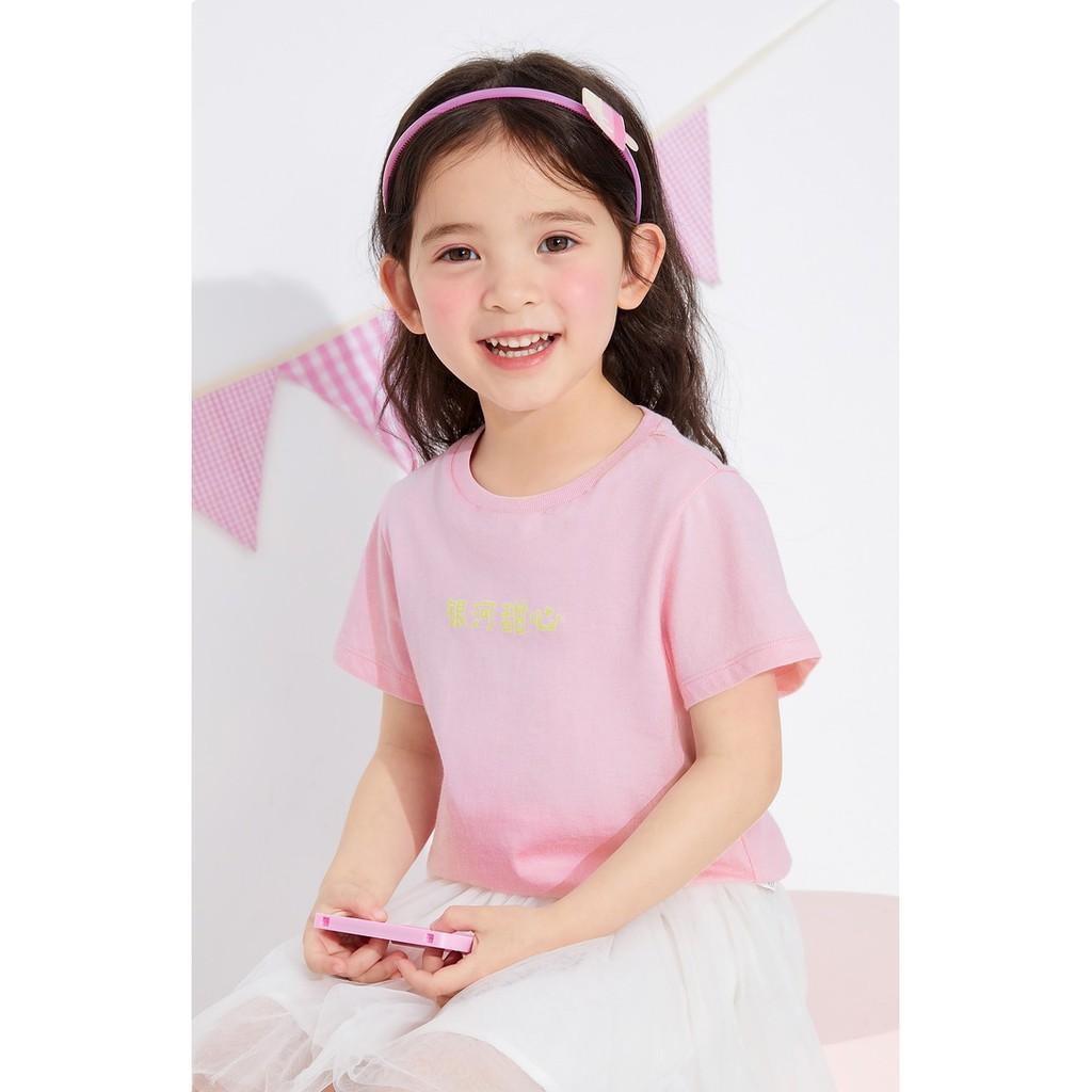 Áo phông bé gái chữ Hàn Quốc hãng BALABALA 20122111700610101 màu trắng và 20122111700660026 màu hồng
