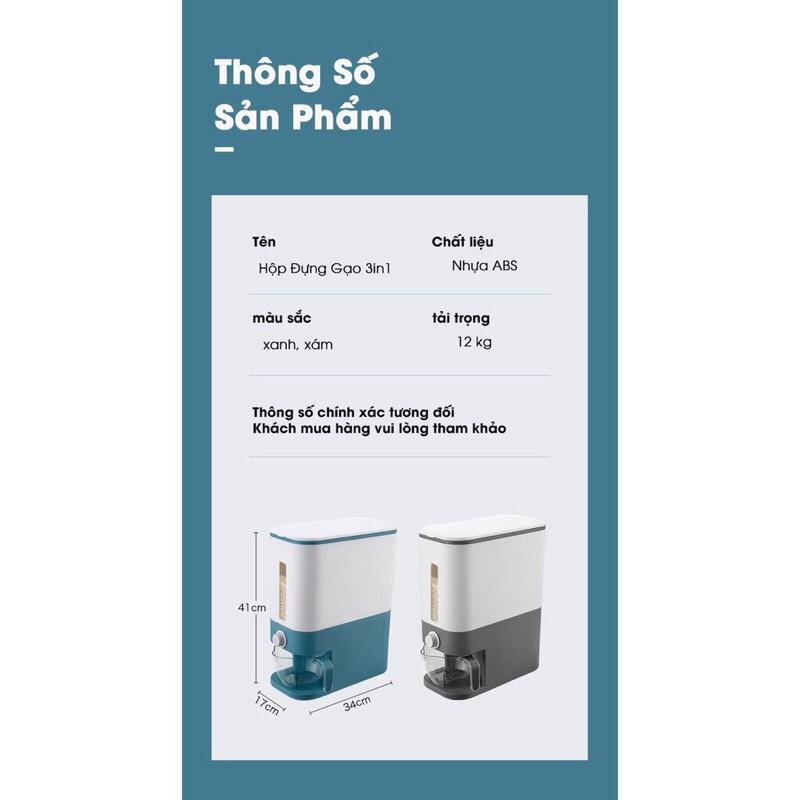 Thùng gạo thông minh 3in1 chứa 12kg