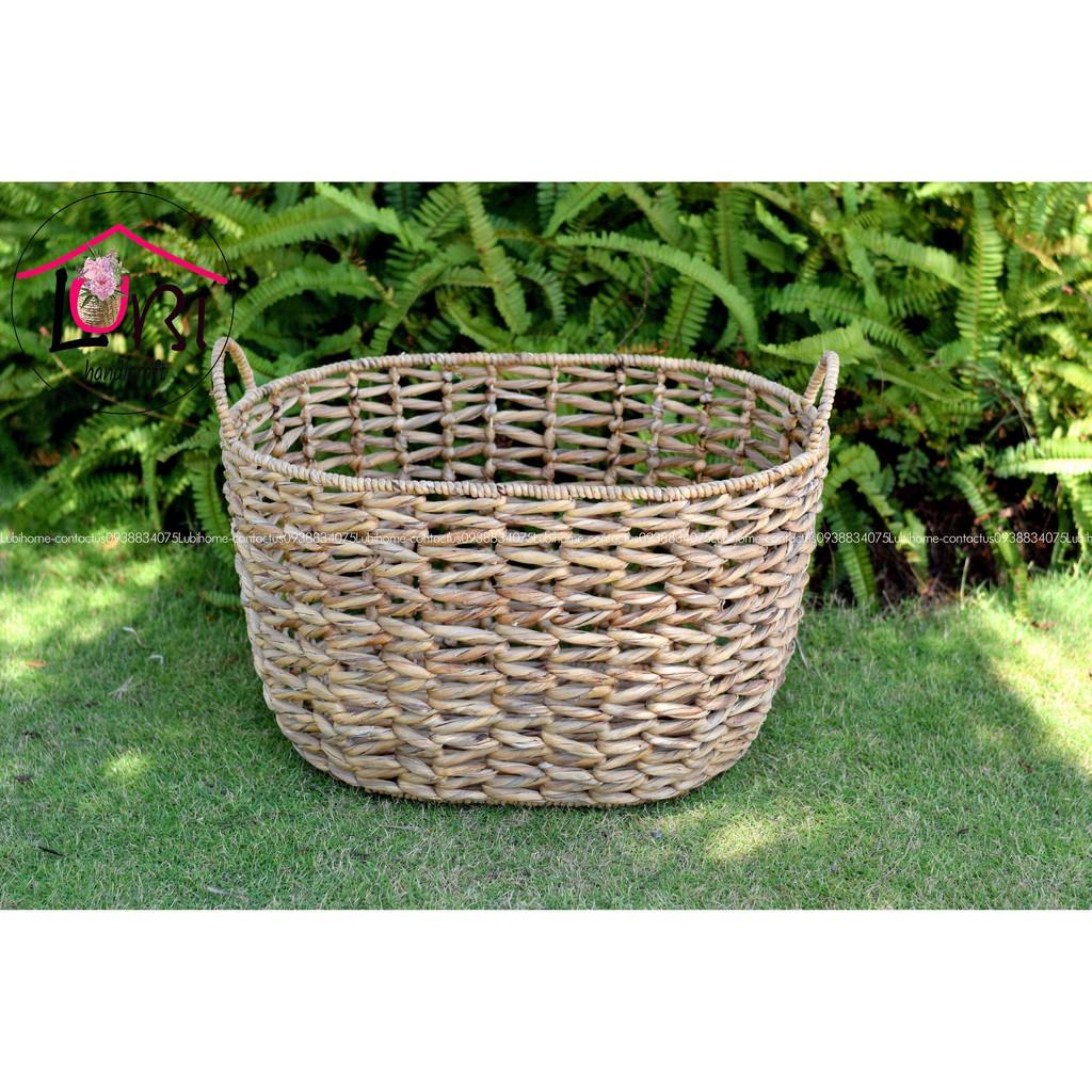 Lubihandicraft - Sọt đựng đồ lục bình hình oval đan vặn mũi tên - đẹp, tinh tế