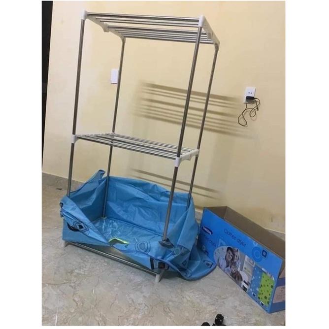 Tủ sấy quần áo BH 2 năm khung inox 2 tầng có điều khiển từ xa