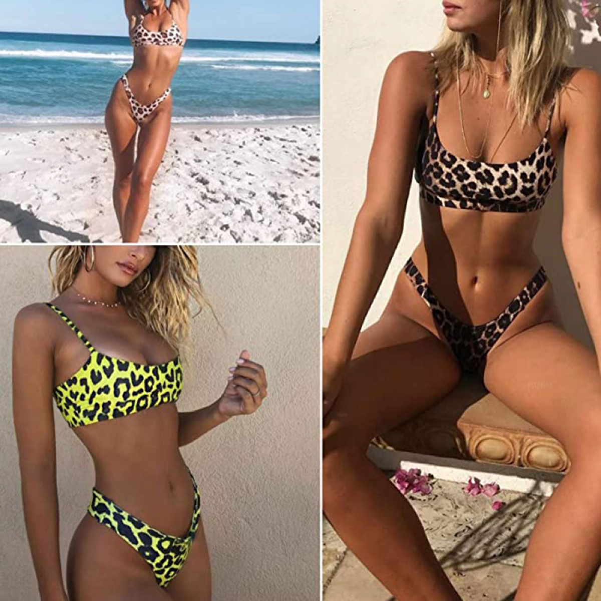 Women Sexy Wear Bikini Female Swimwear Beach Bikini Leopard Beachwear Set BathingSuit Snakeskin Push Up Swimsuit