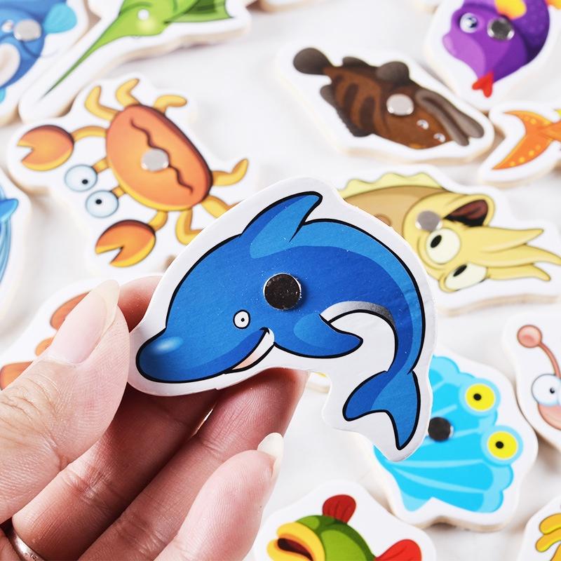 Trò chơi câu cá mảnh tương tác giữa cha mẹ và con cái đồ chơi câu cá bằng gỗ từ tính