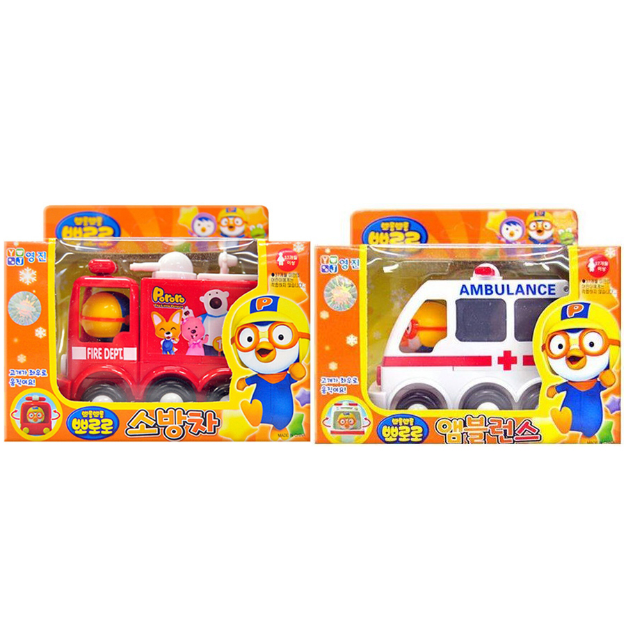 Combo 2 Xe Cứu Hỏa Và Cứu Thương Pororo (Fire Truck and Ambulane) PRM21038180 Nhập Khẩu Từ Hàn Quốc