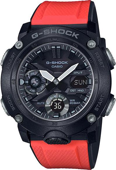 Đồng hồ nam Casio dây nhựa G-SHOCK GA-2000E-4DR + 2 dây thay thế