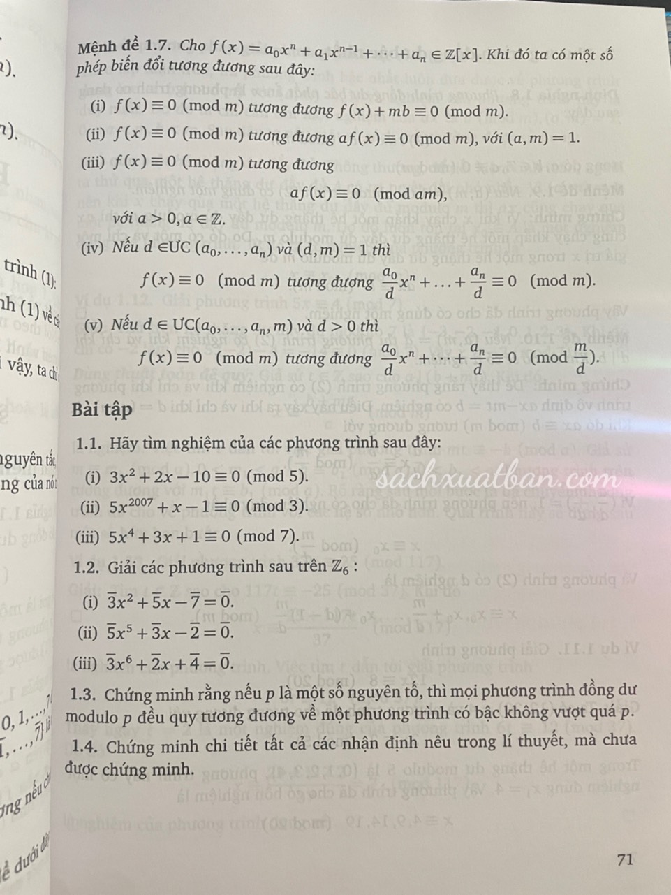 Sách Cơ sở Lí thuyết số và Đa thức