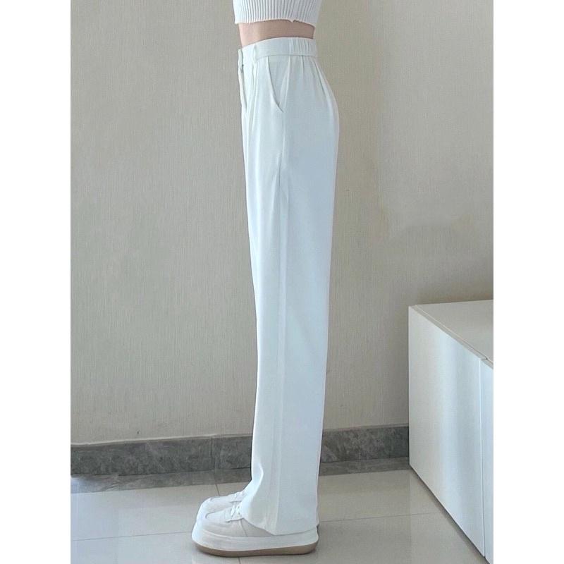 Quần ống rộng chùm gót cạp cao 1 khuy dài 100cm vải tây chuẩn form quần culottes