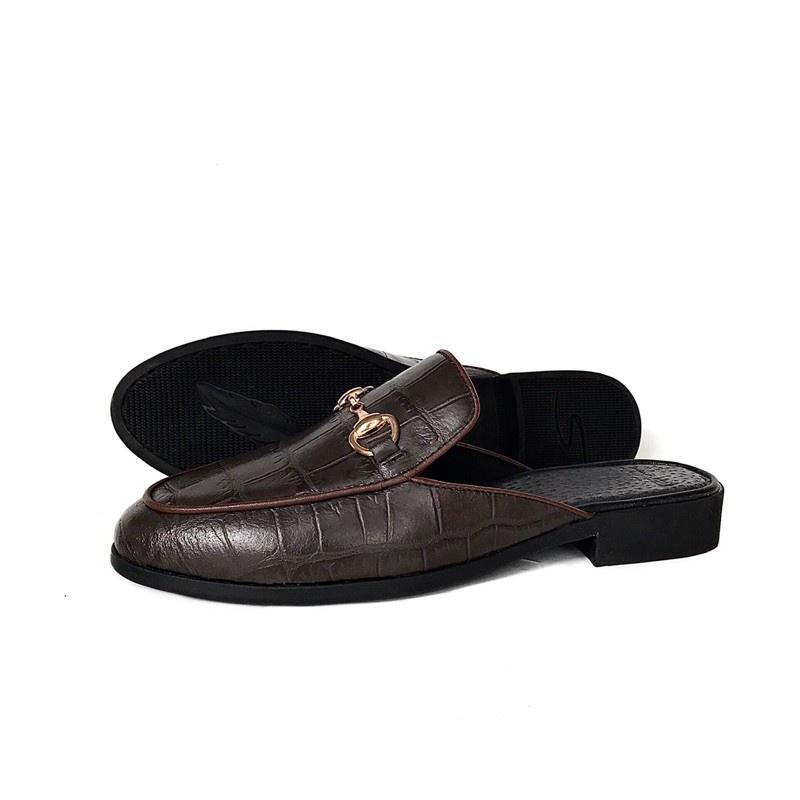 Giày sục nam TEFOSS Mules shoe da Pu in vân cá sấu cao cấp size 38-43