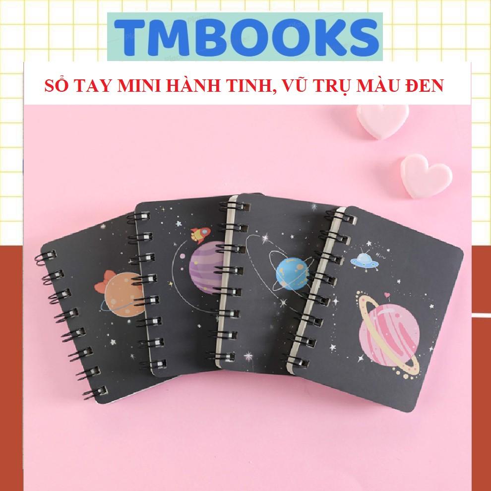 Sổ tay mini lò xo hình hành tinh vũ trụ màu đen, Sổ tay A7 TMBOOKS