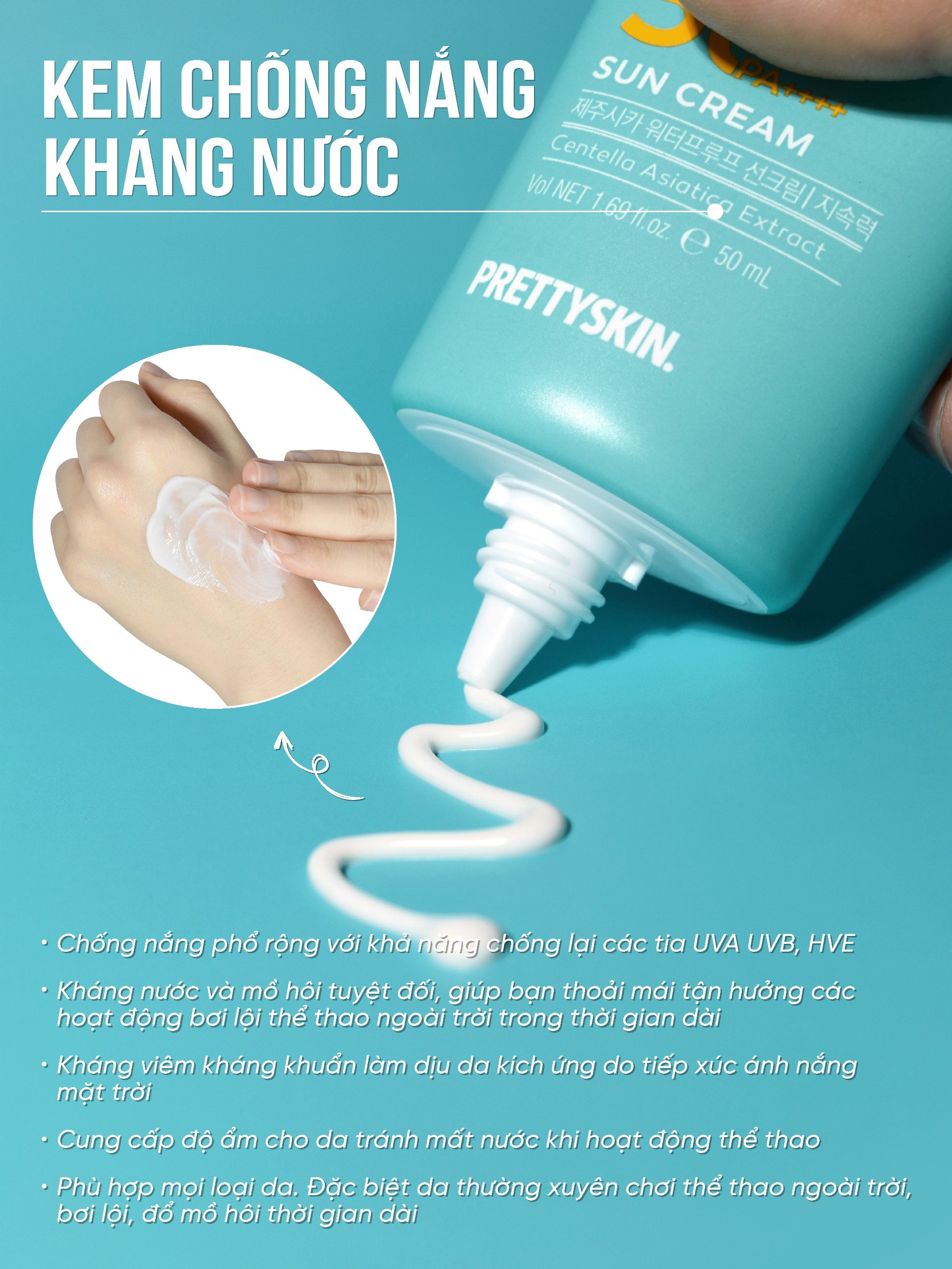 Kem chống nắng rau má nâng tông kháng nước, lấu trôi -  Pretty Skin The pure jeju cica Waterproof Sun Cream