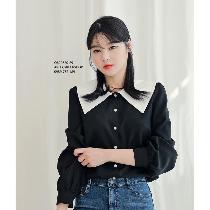 Q620320 ÁO SƠ MI NỮ PHỐI MÀU