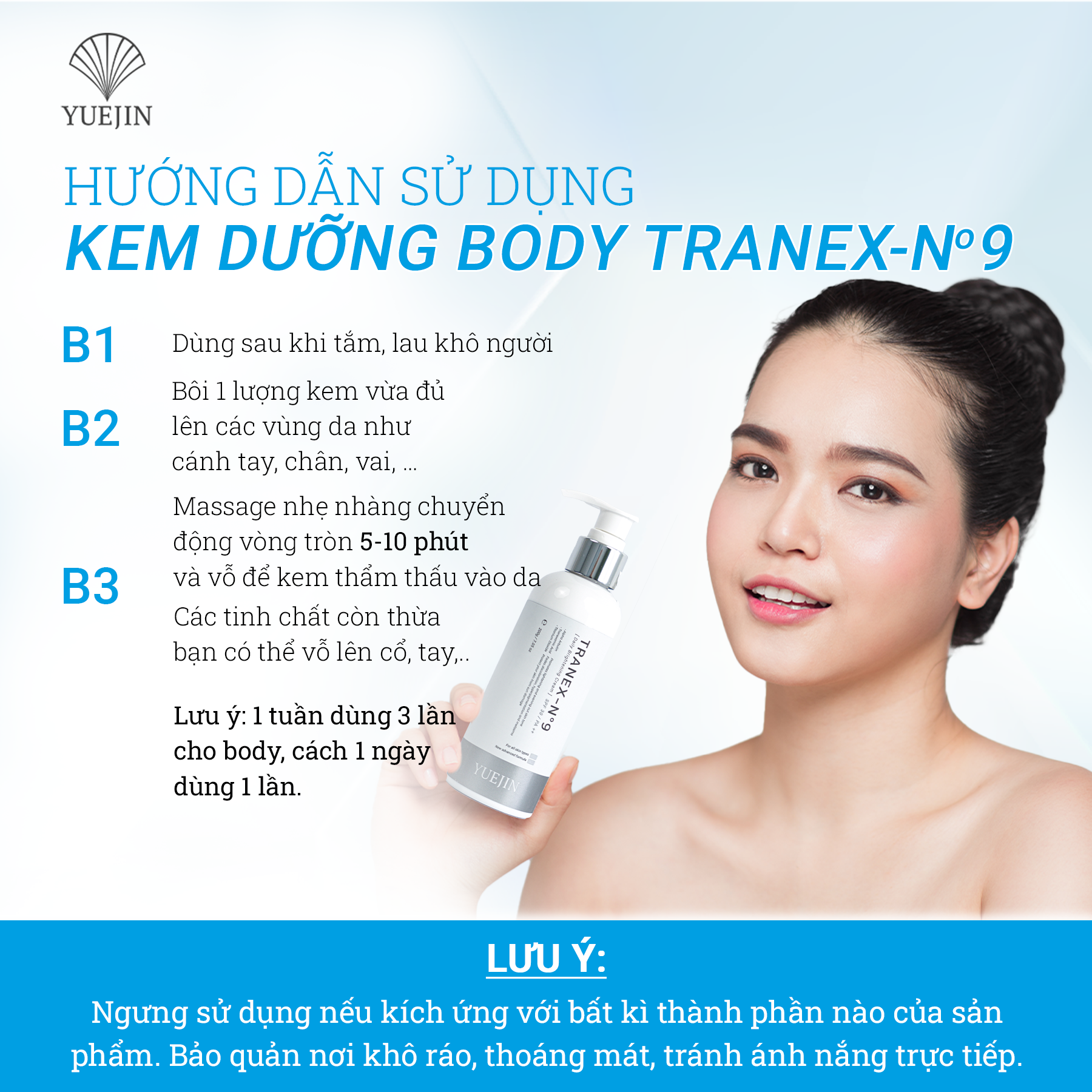 Kem Dưỡng Trắng Da Body TRANEX-No9 dưỡng ẩm, sáng da và giảm thâm - Yuejin