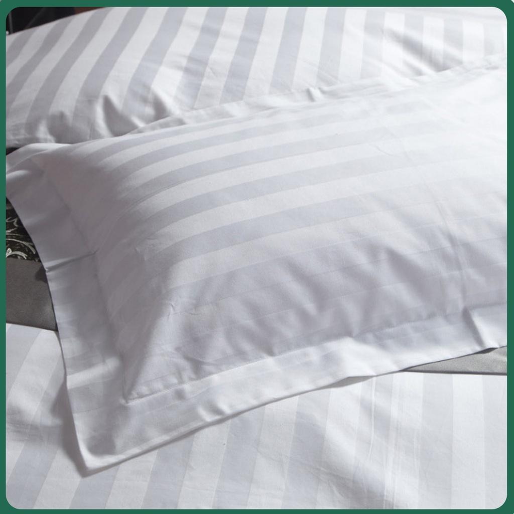 Bộ Chăn Ga Gối-bộ chăn ga gối sọc 3cm Cotton Khách Sạn Nhà Nghỉ Homestay Trắng Kẻ Sọc 3cm-LIMPARK