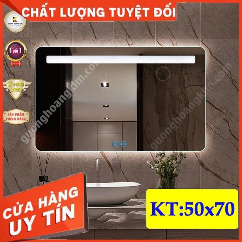 Gương led cảm ứng phòng tắm chữ nhật trang điểm treo tương không viền đèn led thông minh KT:50x70 cm - guong