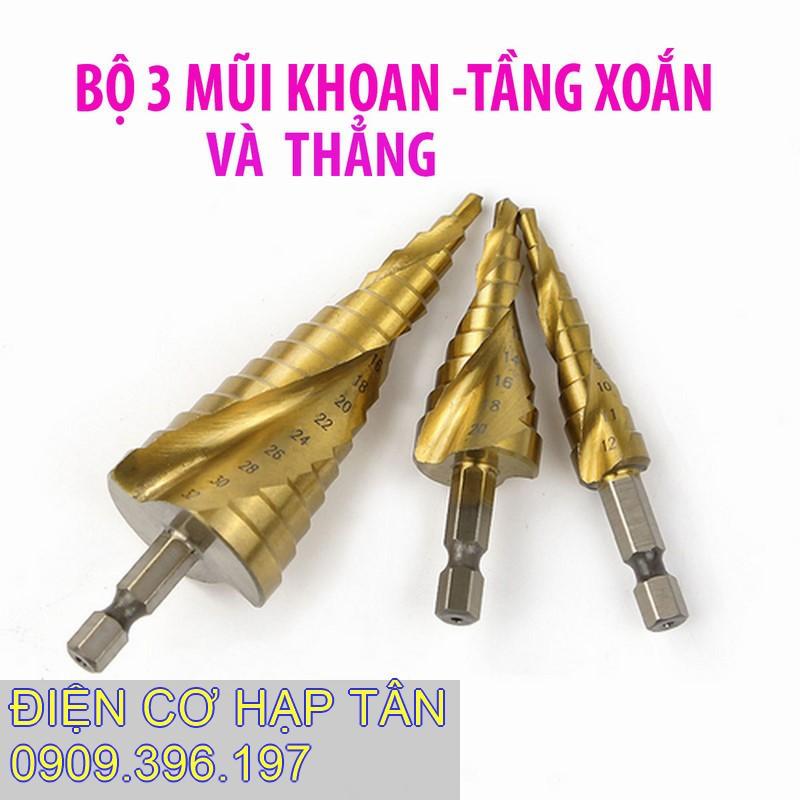BỘ 3 MŨI KHOAN THÁP THẲNG ,XOẮN CỠ LƠN HSS