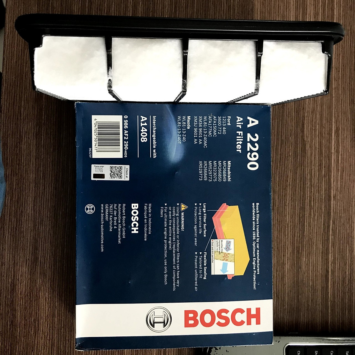 Lọc Gió Động Cơ Ford Everest 2.5 diesel (-2015) Ranger 2.5 Mazda BT50 2.5 (2006-2012) - Bosch A2290