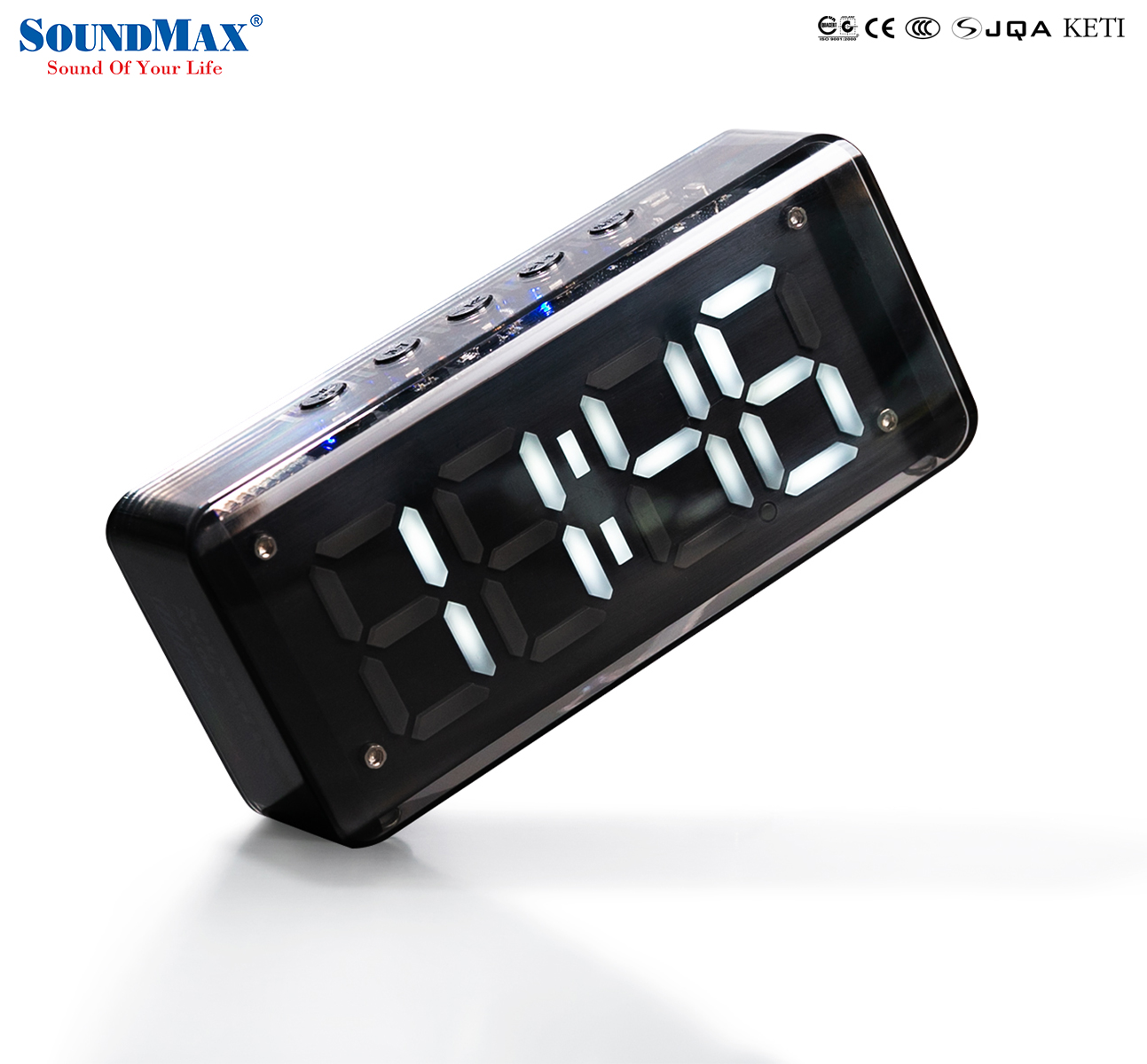 [Hàng Chính Hãng] Loa bluetooth kiêm đồng hồ báo thức SoundMax AT-100 | AT100 với thiết kế hiện đại - Loa nghe nhạc bluetooth - Đồng hồ điện tử trang trí bàn làm việc