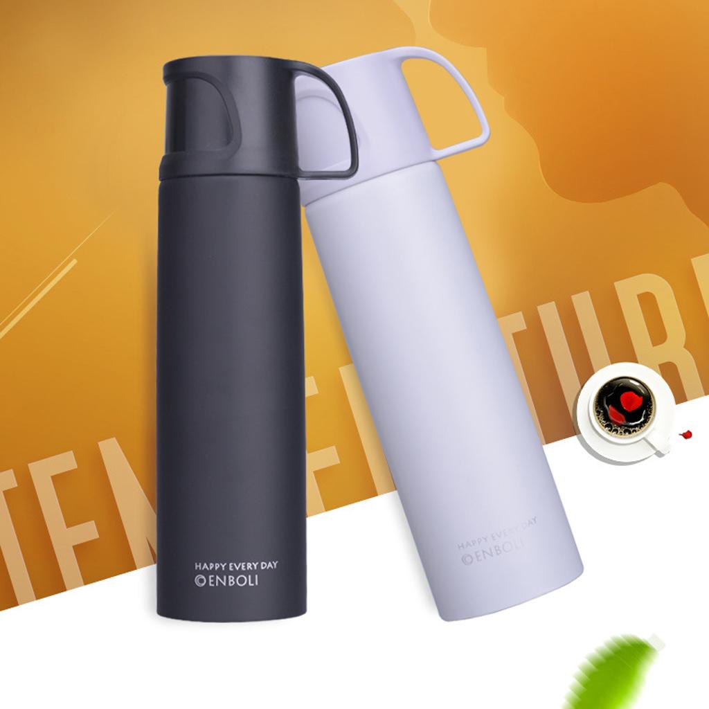 500ml Stainless Steel Vacuum Insulated Mug Coffee Tea Cup with Cup White